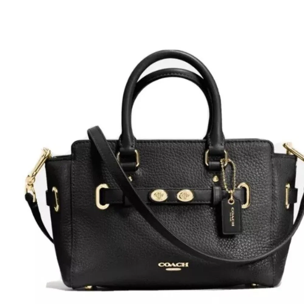Euc Coach Blake Carryall Black Leather Shoulder Bag Purse